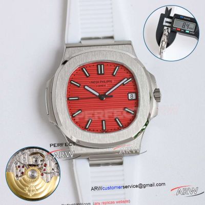  PPF Factory Patek Philippe Nautilus 5711 Red Face White Strap Swiss Clone Watch